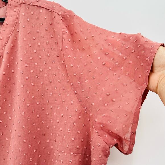 Agnes Orinda Swiss Dot Popover Top Womens Plus Size 4X Pink Sheer Overlay NWT - Picture 4 of 7